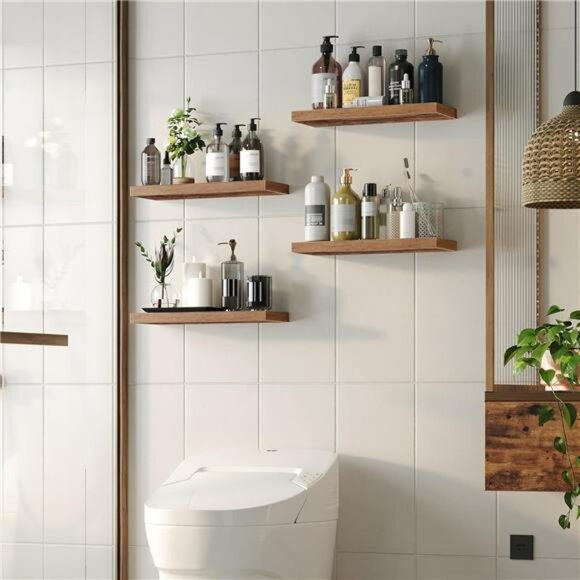 Floating Shelves for Wall, Wall Mounted Shelf Set of 2, 23.6" Hanging Shelf - Picture 5 of 7